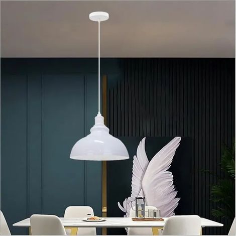 Yowei Lampe Suspension Vintage Salon Blanc Lustre Luminaire Industrielle en Métal Style Edison pour Salon Chambre (1/4)
