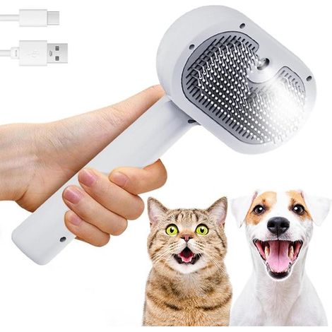 3-in-1 Dampfbürste für Hunde und Katzen – Dampfbürste für langes und kurzes Fell – antistatisch und gegen Verfilzungen