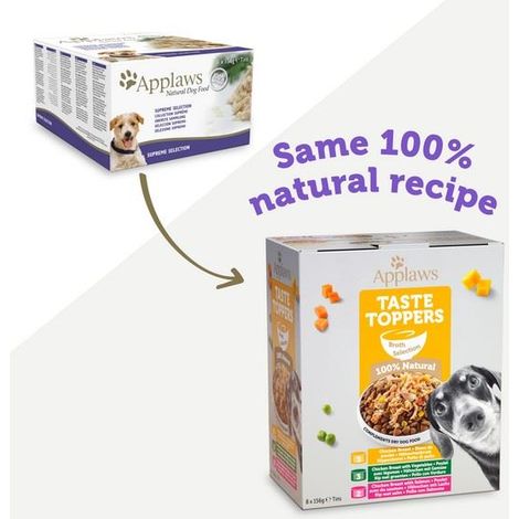 Applaws Taste Toppers Natural Wet Dog Food Broth Selection 8 x 156g Tins - 267122 (1/5)