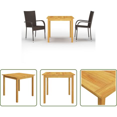 vidaXL Salle à manger extérieur - Ensemble à manger de jardin 3 pcs Marron (1/5)