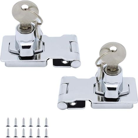 (Lot de 2) Verrou à moraillon métallique 65 mm avec plaque de verrouillage DXGHC (1/5)