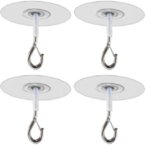Lot de 4 crochets de plafond autocollants avec sécurité sans perçage, crochets de plafond lourds, crochets adhésifs extra puissants pour pots de fleurs, crochets de plafond avec sécurité (1/5)