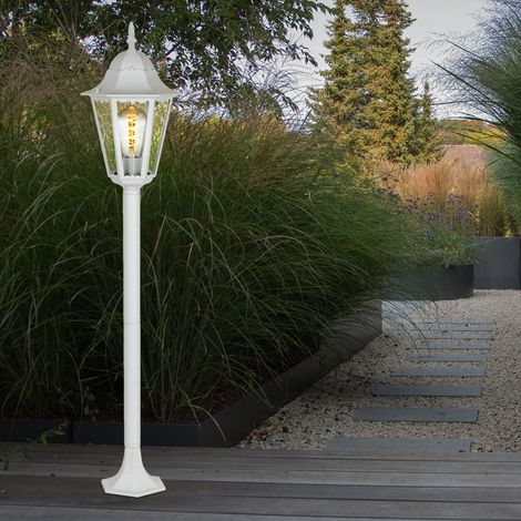 Etc-Shop – Lampadaire d'extérieur LED blanc chaud – Aluminium et verre – 11W 1055lm – Protection IP44 – Dimensions 23,5 x 120 cm
