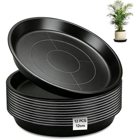 12 Pièces Soucoupes pour Plantes 30 cm Soucoupes pour Pots de Fleurs Rondes Dessous de Pot de Fleur Noir Plateaux de Planteur pour Intérieur Extérieur Jardin Balcon Salon (1/5)