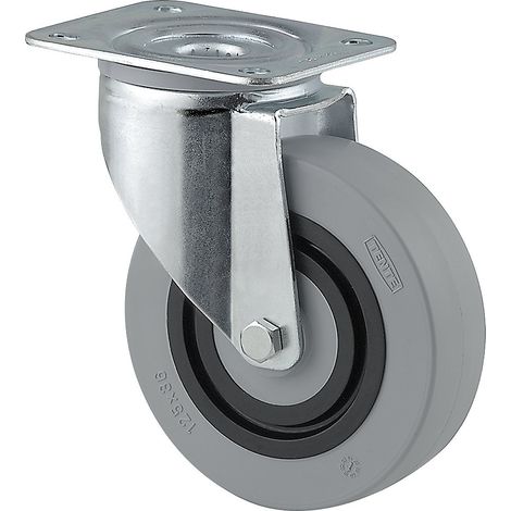 Roulettes pivotantes à bandage en polyamide gris et anneau central en caoutchouc TENTE 3470HUR100P62 (1/3)