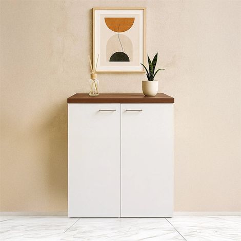 Exagonshop Mobile multiuso 71x65 due ante bianco lucido con top