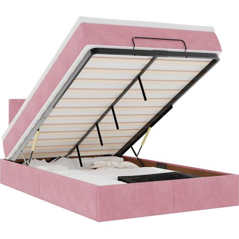 Maison Exclusive - Pouf Letto con Materasso e LED Rosa 120x190cm in Velluto