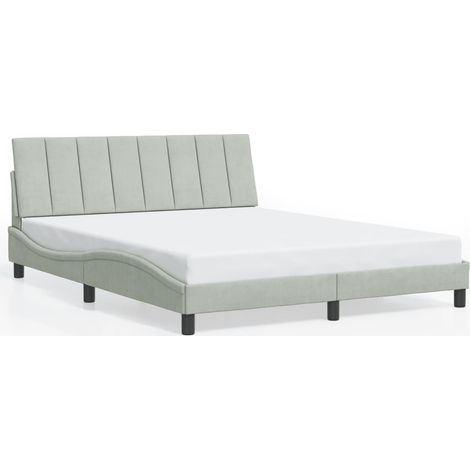 Lit double,Lit adulte,Cadre de lit sans matelas Hanko gris clair 160x200 cm velours CFW4115470 (1/5)