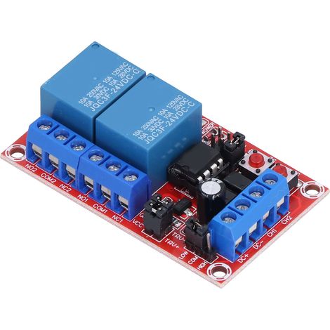 Module Relais 2 Canaux Verrouillage Bouton Poussoir Déclenchement Haut Bas Niveau avec Voyant Lumineux 24V (1/5)