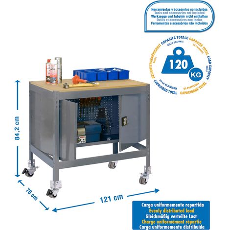 Werkbank KIT SIMONWORK MOBILE BT0 LOCKER 1200 GRAU/HOLZ