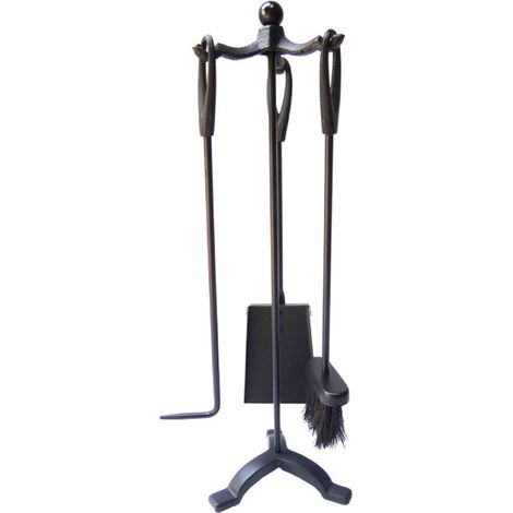 EDM – Kit pour cheminée en fer forgé 3 pièces – Pelle, balai et tisonnier – Dimensions 19x59,5cm – 85752 (1/3)