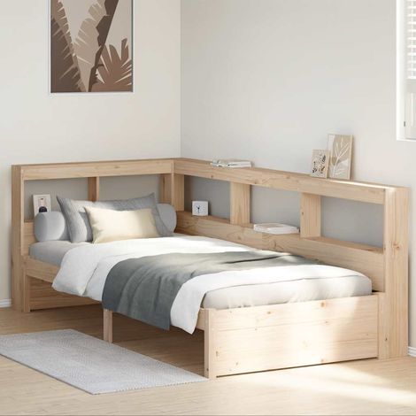 Bookcase Bed without Mattress 75x190 cm Solid Wood Pine vidaXL (1/5)