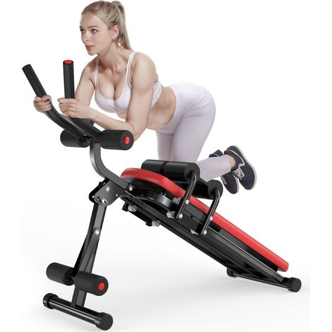 Zusammenklappbarer Bauchmuskeltrainer – Xhomrattan Fitnessgeräte, max. Belastung 150 kg – 5-Minuten-Shaper – Familien-Fitnessgerät – Rot