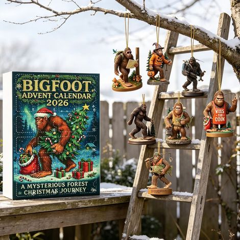 Calendrier de l'Avent Bigfoot 2026, 24 décorations suspendues en acrylique 2D avec de mystérieux motifs d'homme-singe, ornements de sapin de Noël uniques pour collectionneurs (1/5)