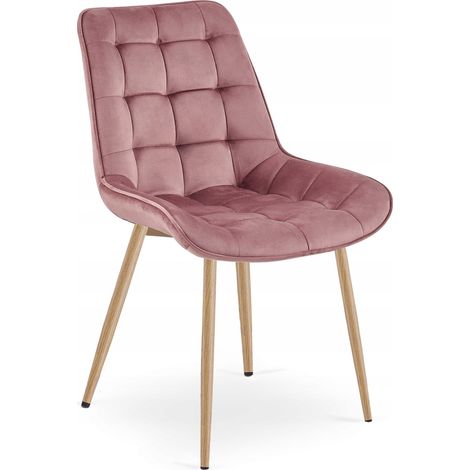 Silla Bera - terciopelo rosa oscuro / patas de roble x 1 (1/5)