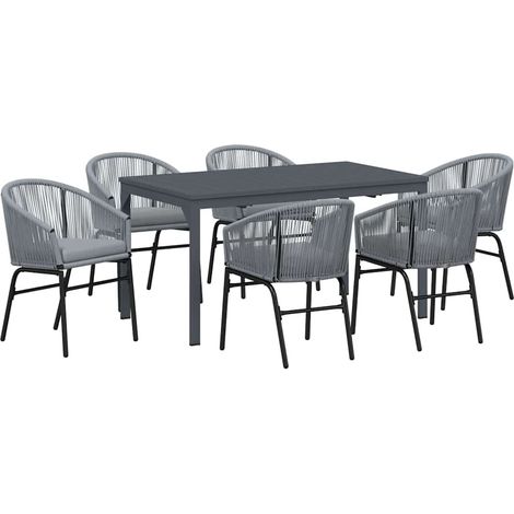 Maison Exclusive - Conjunto de Comedor de Jardín 7 pcs Gris ratán