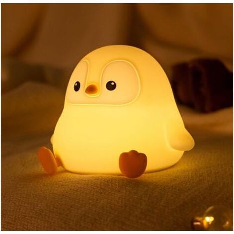 Veilleuse pingouin pour enfants, 0.7W veilleuse pingouin rechargeable en silicone souple avec minuterie, veilleuse à intensité variable pour chambre d'enfant (1/5)