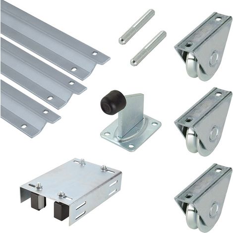 Grand kit rail portail coulissant XL 9m profil V autonettoyant butée (1/5)