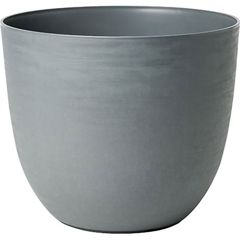 Vaso Rotondo Indoor e Outdoor Tera con Riserva D'acqua Over Fog Ø28 cm in Plastica Grigio