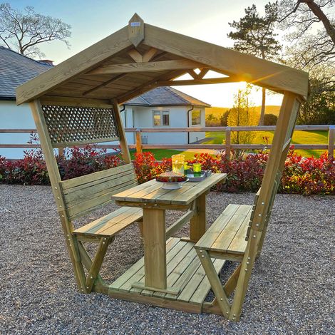 Zest Stirling Arbour Wooden Garden Seat Bench Dining Table Shelter Trellis (1/5)