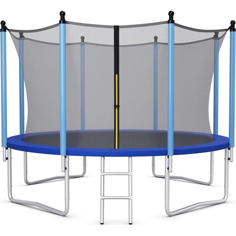 COSTWAY Cama Elástica de Exterior 244 cm para Niños y Adultos, Trampolín con Red de Seguridad, Escalera, Resistente a la Intemperie (1/5)