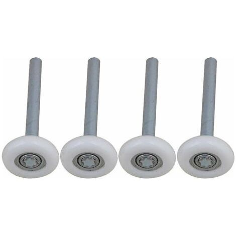 Lot de 4 roulettes de porte de garage en nylon à roulement à billes scellé avec tige de 115 mm (1/4)