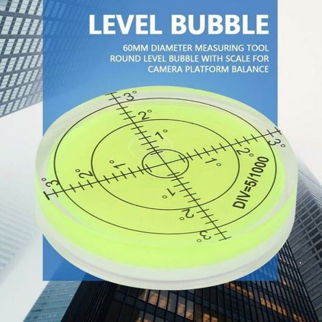 Niveau à bulle rond - - 60 mm - Épaisseur 12 mm - Nivellement 360 degrés - Liquide jaune - Facile à utiliser (1/4)