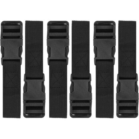 Lot de 6 sangles de bagages en nylon avec boucle à dégagement rapide, sangles utilitaires pour voyage, emballage et sports de plein air, taille M, noir (1/5)