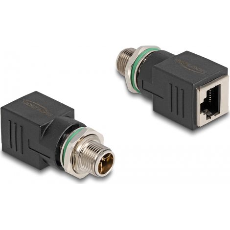 Delock M12 Adaptador X-codificado 8 pines macho a RJ45 hembra recto