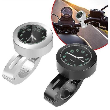 Horloge lumineuse étanche en aluminium pour guidon de moto, compatible avec vélos et scooters. Accessoire moto.-Black (1/2)