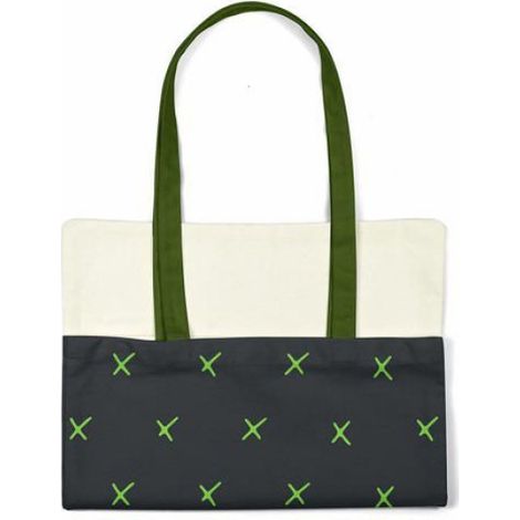 Sac Shopping - Coton - Vert - 70 x 34 x 1 cm - Anses Longues 30 cm - 1 Pièce (1/4)