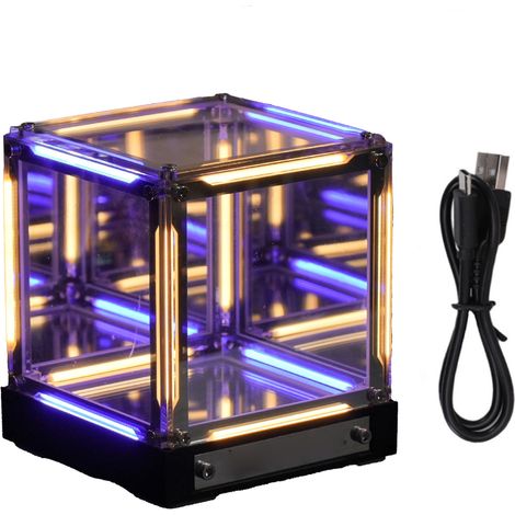 Lampe d'ambiance LED rechargeable avec effet abîme 4D et miroir infini, commande tactile, intensité réglable, idéale pour une salle de jeux ou une chambre. (1/5)