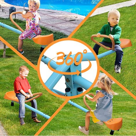 Balancín infantil de 4 plazas, 182,88 cm, antideslizante, azul y naranja OKMYHOME (1/5)