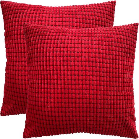Housse de coussin en velours côtelé 2 pièces (rouge, 6060 cm)-Fei Yu