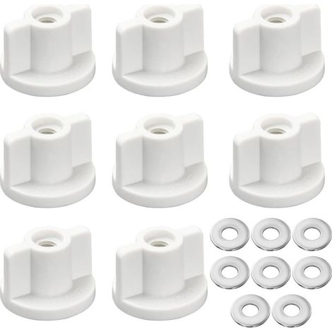 Lot de 8 fixations pour abattant de WC - Filetage M6 - Écrou arrière et rondelles - Pièces de rechange pour siège de toilette monté sur le dessus - Fixation inférieure (1/5)