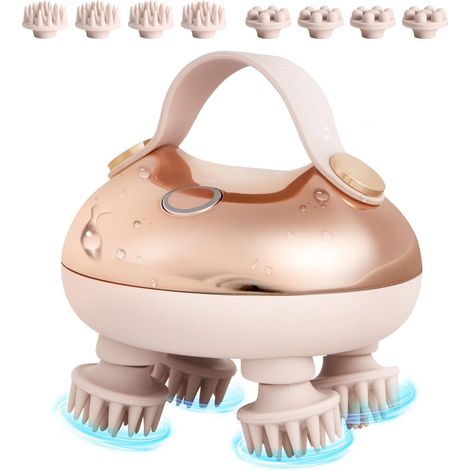 Massageur de tête cuir chevelu, arboleaf Massageurs électriques cuir chevelu Massageur de cheveux imperméable pour la croissance des cheveux, Massageurs portatifs avec têtes en silicone, rose