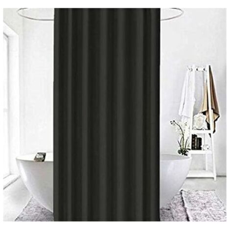 Schwarzer Duschvorhang 120 x 200 cm, Original hochwertiger Polyesterstoff, schönes trendiges und modernes Design, wasserdicht, schimmelresistent, maschinenwaschbar, Haken sind im Lieferumfang enthalte (1/5)