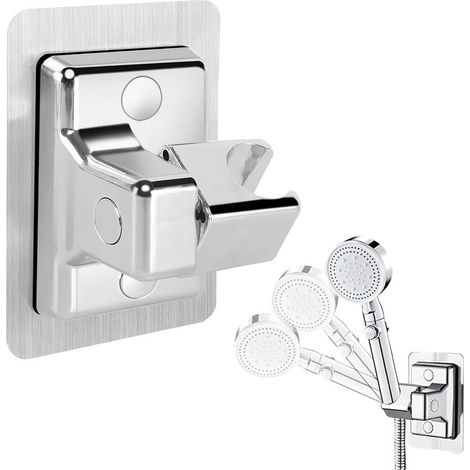 ABS, Argent Support de Douchette à Main, Support de Pomme de Douche Sans Perçage, Support de Douche Réglable, Support de Douche Universel, pour Douche (1/5)