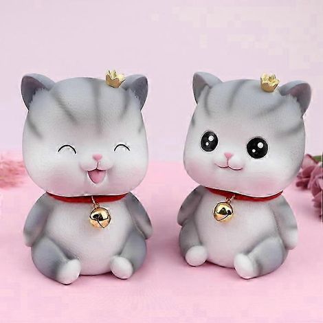 Tirelire chaton de dessin animé avec clochette, tirelire chaton incassable, tirelire de bureau en forme de chat. (1/5)