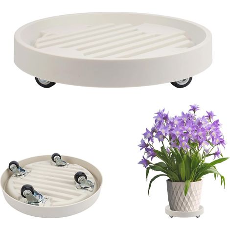 2pcs Rond Porte Plante a Roulettes 22cm Plastique Porte Plante à Roulettes Charge Maximale 75kg Respirant Surface à Motifs pour Extérieur à Intérieur (1/5)