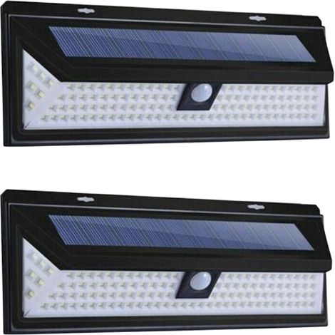 2 Stück 118 LED Solarleuchte – Wandlampe mit PIR-Bewegungssensor – 1000 Lumen Beleuchtung – IP65 wasserdicht für den Außenbereich im Garten.