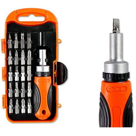TrAdE Shop Traesio - Kit Cacciavite A Cricchetto Multiuso 21pz Inserti Intercambiabili Giravite 94273 - (1/2)