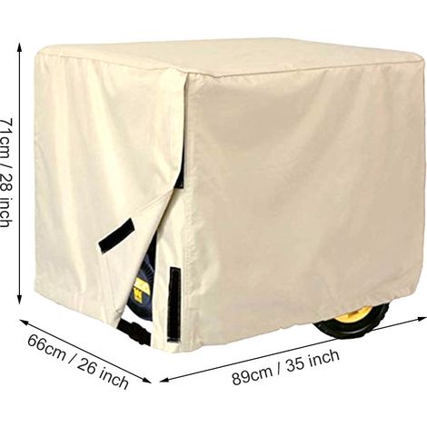 Funda protectora para generador eléctrico – impermeable, a prueba de polvo, poliéster 210D, 89 x 66 x 71 cm, beige – con bolsa de almacenamiento (1/5)