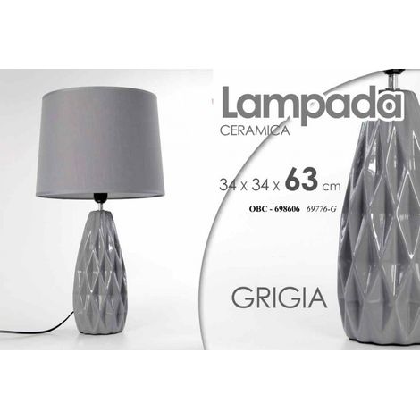 Graue Tischlampe mit Keramiklicht cm 34 x 34 x 62,5 h
