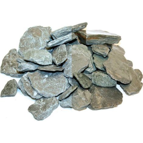 Paillage d'ardoises gris vert argenté 30/60 – Sac de 20L – Excellente rétention d'eau – Pour massifs et bacs – Secret Vert