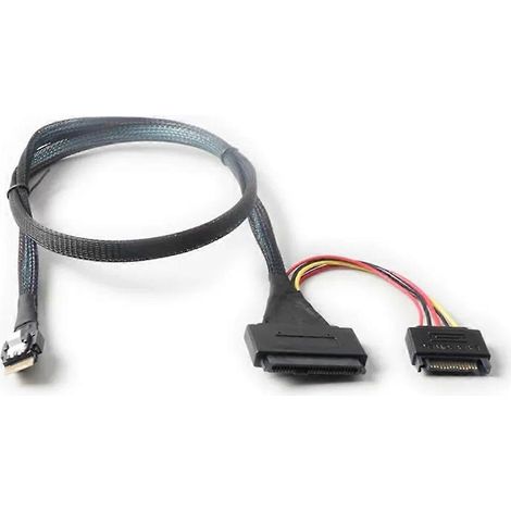 Câble d'extension pour disque dur SATA 15P SlimSAS SFF8654 4i vers SFF8639 U.2 (1/4)