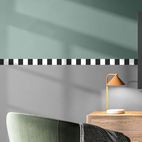 Frise décorative adhésive, rayures, noir et blanc, tendance, 5 cm X 300 cm (1/5)