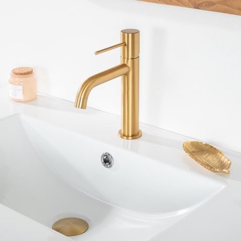 Mitigeur lavabo salle de bain Lana doré brossé (1/5)