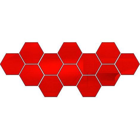 (80x70x40mm(rouge))12pcs Miroir Acrylique Autocollant Miroir Mural Autocollant Miroir Mural De Salon Miroir Mural Dcoratif (1/4)