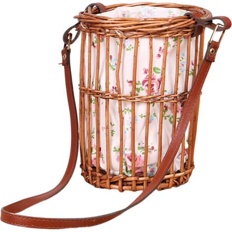 Panier princesse miniature en dentelle, osier, rotin, herbe tressée, pot de fleurs vertes, panier photo pour enfant, cadeau d'accompagnement, panier de fleurs à main (1/5)